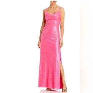 Bloomingdale's Hot Pink Sequin Prom Dress